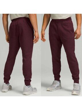 Lululemon - Medium - Burgundy Textured Joggers Elastic Waistband & Cuffed Ankles